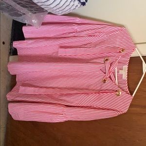 Red & white stripe blouse